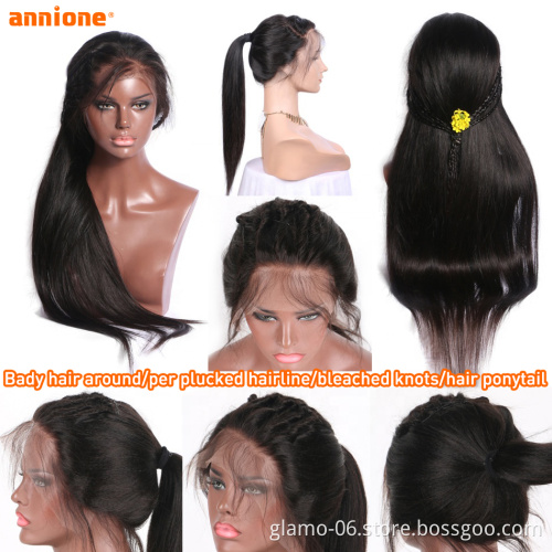 Annione HD Lace Front Human Hair Wig,40 Inch Human Hair Full Lace Front Wig,Brazilian Virgin Human Hair HD Lace Frontal Wig